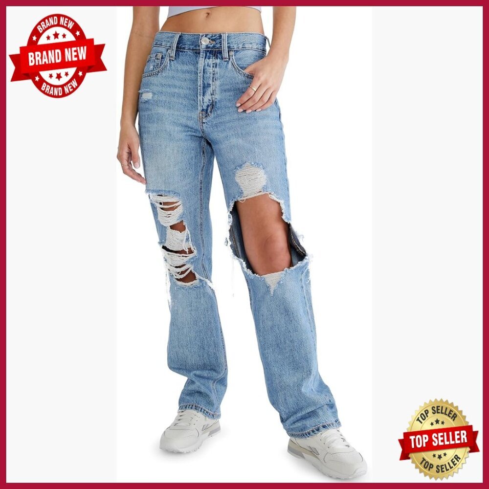 High Rise Straight Leg Jeans, Relaxed Fit, 90s Baggy Silhouette